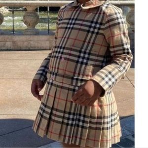 Burberry Kids Plaid Skirt Set - Beige and Black